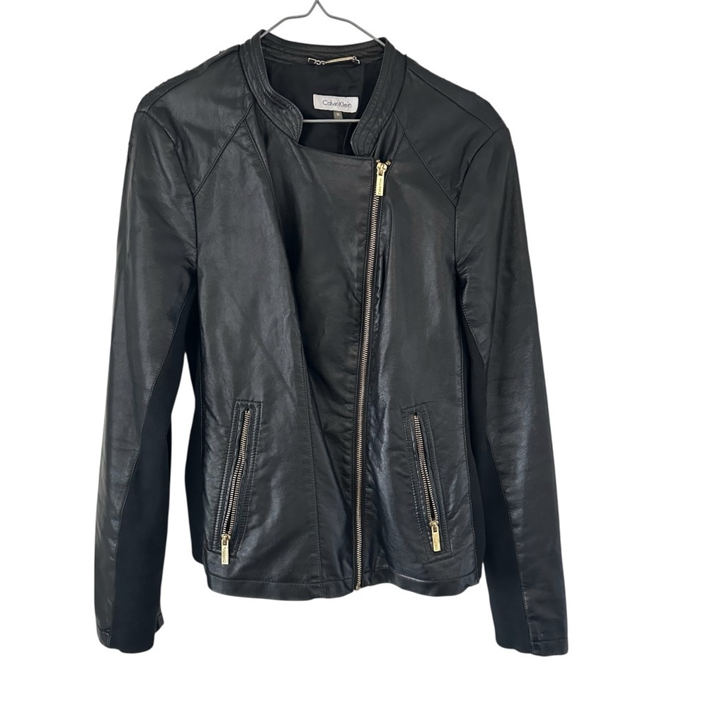 Calvin Klein Women's Leather Jacket in Black Zize M - Picture 5 of 6
